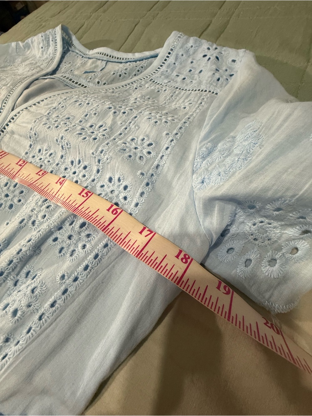 FA Pale Blue Eyelet V-Neck Midi Dress - Picture 7 of 14